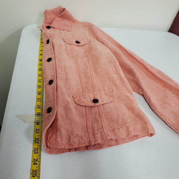 J Jill Womens Office Career Linen Button Up Jacket Size L Red Capsule Coastal - Picture 8 of 10